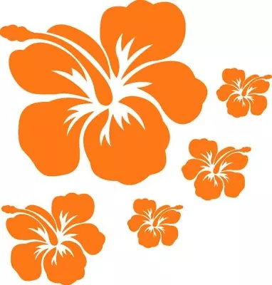 £4.50 • Buy 32 Hibiscus Flower Surf Car Wall Vinyl Stickers ORANGE