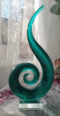 Murano Style Teal Green Swirl Sculpture • £22