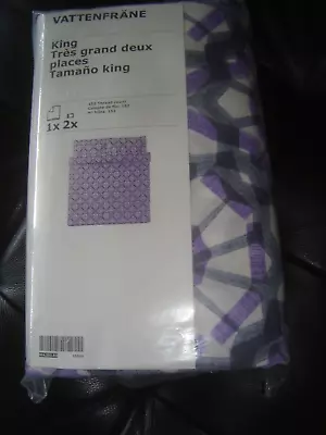 NEW King Size Duvet Cover With 2 King Size Pillowcases Lilac/Gray On White NIP • £84.33