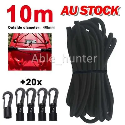 10m Elastic Bungee Cord Shock Cord Tethering Boat Kayak / 20x Rope Hook End Tool • $20.47