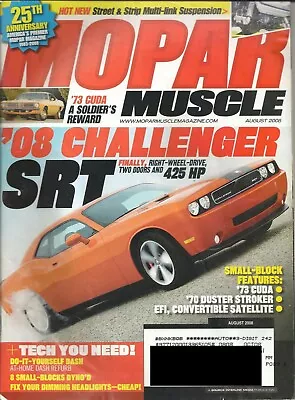 Mopar Muscle Magazine August 2008 Excellent Condition Dodge Plymouth Chrysler • $8.50