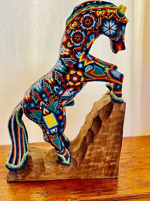 Vintage Huichol Mexican Folk Art Large Beaded Horse 18  Tall Genuine Authentic • $1950