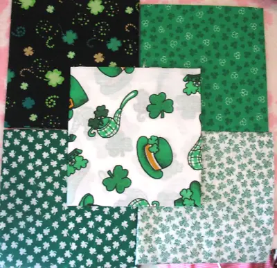 * St Patrick's Day FABRIC Fat Quarters FQ 18X22  Ironed Folded COTTON QUILT COLL • $16.95