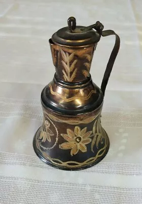 Etched Copper Metal Tea Pot Pitcher Vase With Lid And Handle • $6.97