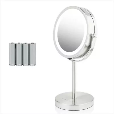 Lighted Vanity Mirror 6inch Table Top 1X 7X Magnification LED 360Nickel Brushed • $17