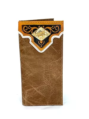 Western PU Leather Wallet Bull Rider Concho Rodeo Bifold Checkbook Brown 7.5'' • $14.99