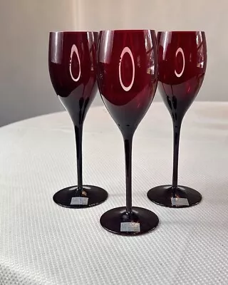 Set Of 3 Mikasa Elite Purple Amethyst Crystal Wine Glasses Elegant Plum • $22.50