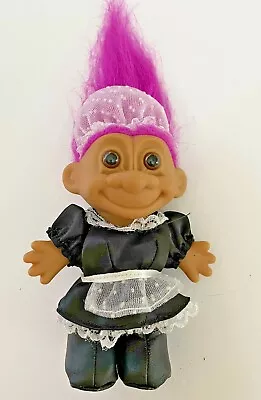 Vintage Russ Troll Doll French Maid Outfit Fishnet Stockings Pink Hair 5 Inch • $11.99