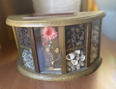 Vintage Shadow Box Mail Caddy Planter Dried Flower Nuts Boho Decor Earth Kitsch • $14.87