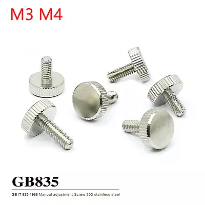 M3 M4 Knurled Thumb Screws Stainless Steel Flat Head Hand Grip Knob Bolts GB835 • $2.85