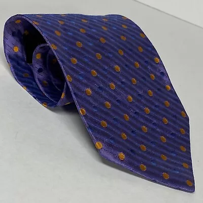 Bugatchi Uomo Tie Purple Polka Dot Men’s Tie L 56” X W 4” 100% Silk.         S66 • $6.75