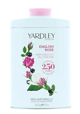 Yardley London ENGLISH ROSE Perfumed Talc 200g Refreshing Light Fresh Floral • £6.69