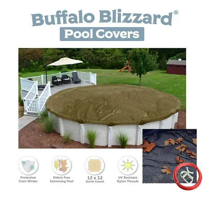 Buffalo Blizzard Round TAN Supreme Plus Solid Winter Pool Cover & Leaf Net • $95.94