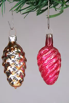 Lot Vintage Blown Glass Swirl Drop PINE CONE Christmas Ornament Germany • $16