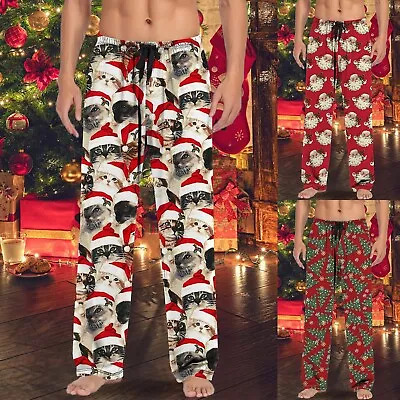 Mens Long Trouser Christmas Casual Pants Pajama Pants With Drawstring And Pocket • $17.09