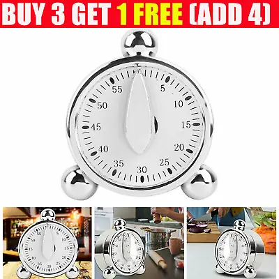 60 Minutes Mechanical Timer Kitchen Baking Cooking Reminder Loud Alarm Clock UK • £7.31