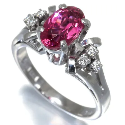 Auth MIKIMOTO Ring Pink Tourmaline 1.14ct Diamond US4.5 14K 585 White Gold • $475.03