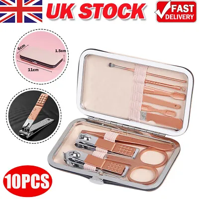 10 Piece Manicure Pedicure Nail Care Set Cutter Clippers Kit Case Mens Ladies UK • £2.99