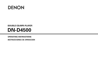 Denon DN-D4500 CD Player Owners Manual • $21.99