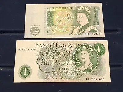 2 UNCIRCULATED  ELIZABETH II 1960's-1980's BANK OF ENGLAND £1 NOTES MINT • £10