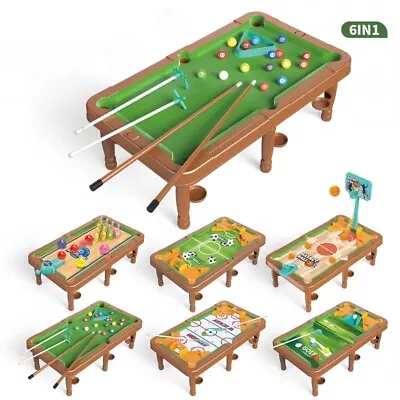 6 In 1 Mini Pool Table Compact Tabletop Kids Games Children Bowling Soccer Golf • $44.99