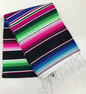 NEW Falsa Mexican Blanket Saltillo Serape Yoga Throw Made In Mexico Rainbow 03 • $26.95