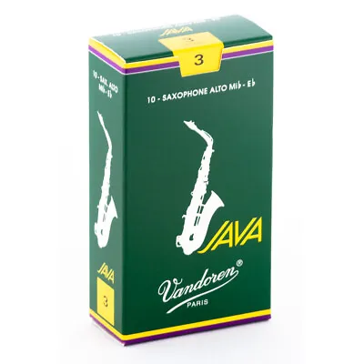 Vandoren SR263 Alto Sax 3 Strength Java Saxophone Reeds Green Box Of 10 • $29.95
