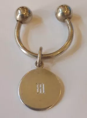 Vintage Tiffany & Co Keychain Keyring Round Circle Charm 925 Monogram M • $32.99