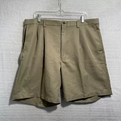 Haggar Golf Khaki Chino Pants Shorts Mens 40 Solid Brown Pockets Button Zip • $6.49