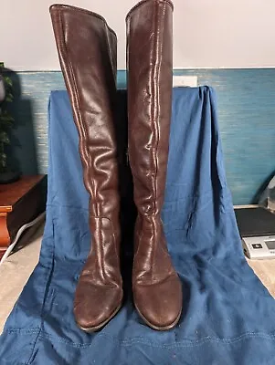 Vince Camuto FRAMINA Brown Leather Heeled Tall Boots Size 9 • $40