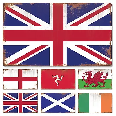 Flag Country Sign Vintage Retro Metal Flags • £20.99