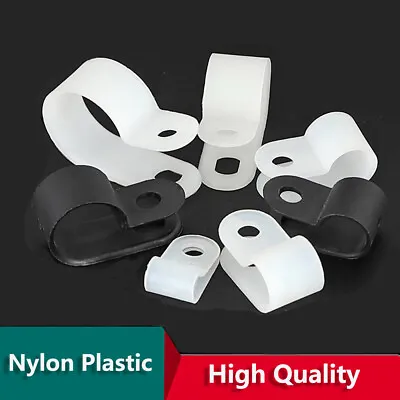 £1.20 • Buy Nylon Plastic P Clips Clamps Black White Fasteners For Cable & Tubing Pipe Clamp