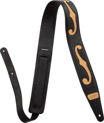 Gretsch F-Holes Leather Guitar Strap Black And Tan 3  Wide • $55.49