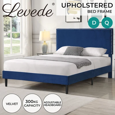 $239.99 • Buy Levede Velvet  Bed Frame Double Queen Size Mattress Base Platform Wood Headboard