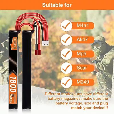 11.1V 3S LiPo 1800mAh Nunchuck Split Pack Airsoft Battery Combat Deans T Plug UK • £9.99