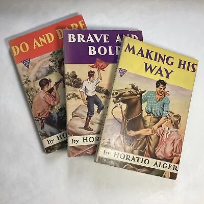 C1950 Horatio Alger Paperback Bks (3) BRAVE & BOLD  MAKING HIS WAY  DO & DARE • £10.28