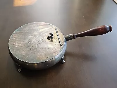 Vtg Oneida Wood & Silver Plated Silent Butler Crumb Catcher Hinged Lid Footed • $23.99