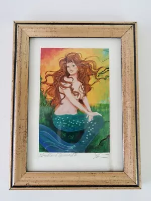 Vintage Woodland Mermaid II  Framed Art Print SIGNED • $19