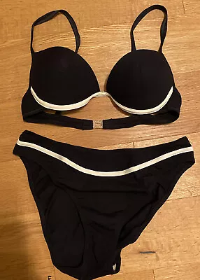 HUIT Sunset Strips Noir Underwired Padded Bikini Top & Brief 34A / Bottom Uk14 • $4.96