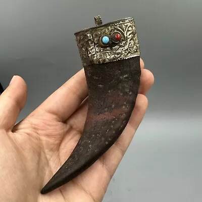 South Asian Native Nagaland Culture Goat Horn Pendant - 18th Century • $102