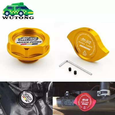 Gold Racing Oil Filler Cap Water Radiator Cap Kit Mugen Power For Honda Acura • $16.85
