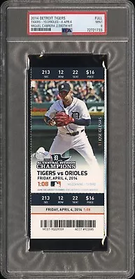 4/4/14 Tigers Miguel Cabrera 2000th Hit Milestone Full Season Ticket Stub PSA 9 • $349.99