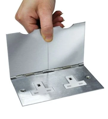 £12.77 • Buy 1 Gang 2 Gang Walk Over 13Amp Floor Sockets Spring Flap Stainless Steel  Box