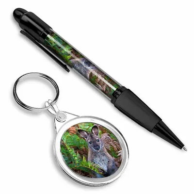Pen & Keyring (Round) - Red Necked Wallaby Australia #12464 • £6.99