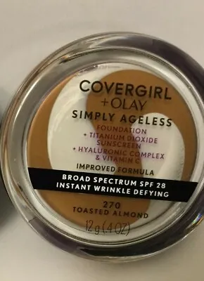 Covergirl Simply Ageless Foundation Improved Formula 270-Toasted Almond 12g NEW • £9.91