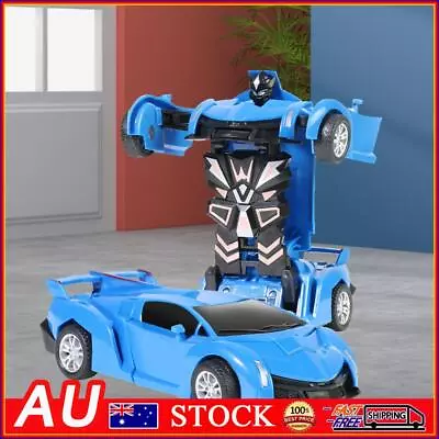 2 In 1 Mini Car Toys One-key Deformation Robot Car Toy Boys Gift (B Blue) • $9.49