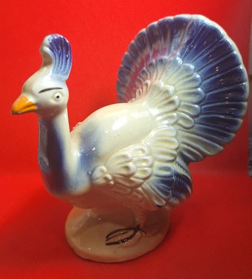 $10 • Buy Vintage Turquoise Luster Ceramic Peacock Made In Brazil