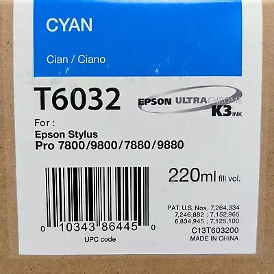 OEM EPSON T6032 220ML CYAN INK STYLUS PRO 7880 9880 Exp : 10-2014 • $29