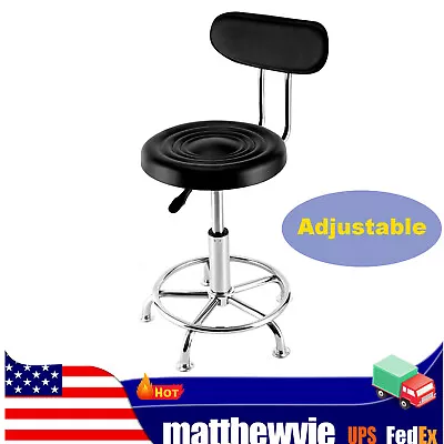 Hydraulic Garage Work Shop Chair Adjust-Height Bar Stool Seat With Backrest • $58.90