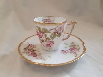 Antique J. R. LIMOGES France- 1809 - Tea Cup & Saucer -Bone China  & Handpainted • £18